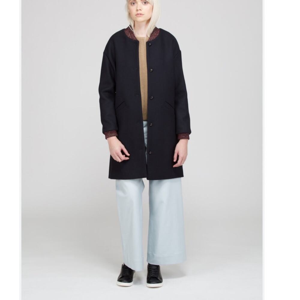 Des Petits Hauts MAURICETTE Stadium Coat Wool Marine Navy Size 1/Small
